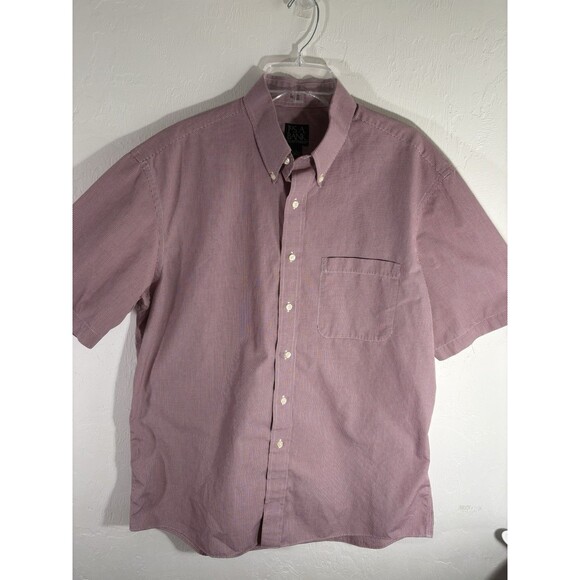 Jos A Banks Men’s Large Traveler Classic Tartan Red Button Down Cotton Shirt - Picture 7 of 7